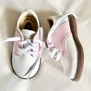 New Footmates Oxford Lace Up Baby Shoes Size 5 Medium CHEER - White/Rose Pink